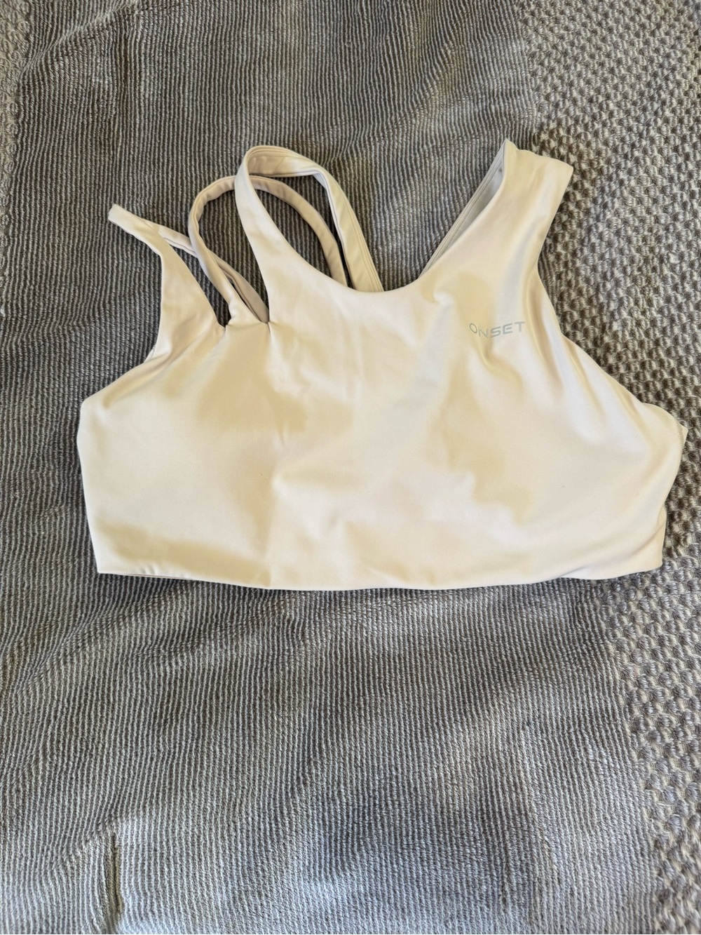Onset Women’s Cream Strappy Sports Bra with Double Shoulder Straps